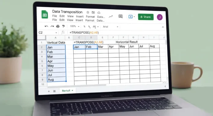 Using Transpose function Google Sheets Using Transpose function Google Sheets