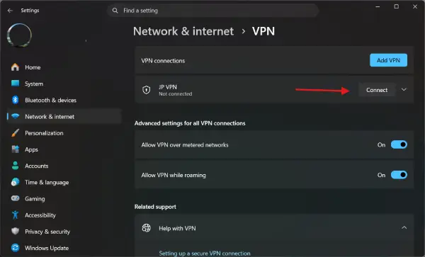 Connect your VPN